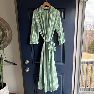 Boston Proper Mint and White Striped Dress